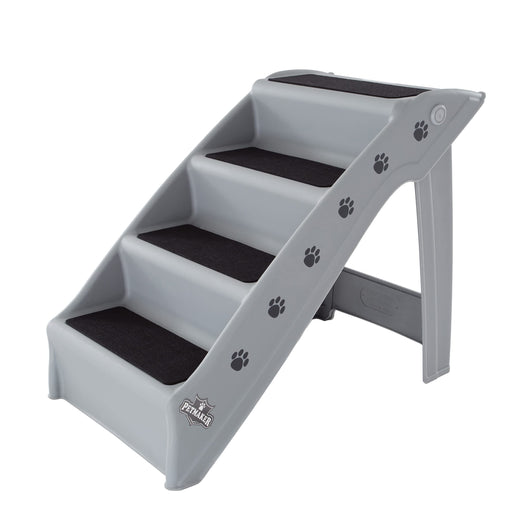 Pet Stairs Collection - Safe and Durable Indoor or Outdoor Ramp with 4-Step Design - Cat or Dog Steps for Couch, Bed, Truck, SUV, or Car by PETMAKER Gray**New in box**