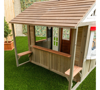 KidKraft Country Vista Wooden Outdoor Playhouse with Double Doors, Play Kitchen & Benches- new in the box