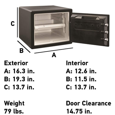 SentrySafe Fireproof and Waterproof Steel Home Safe with Dial Combination Lock, Secure Documents, Jewelry and Valuables, 0.82 Cubic Feet, 13.7 x 16.3 x 19.3 Inches, SFW082CTB**New,missing keys but still works fine with combination**