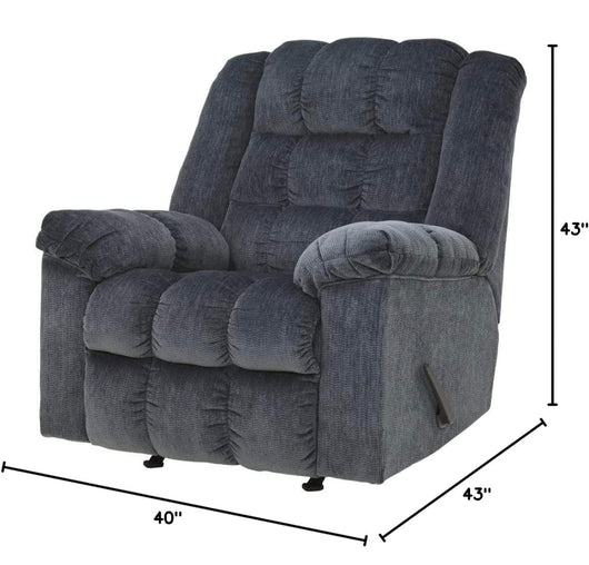 Signature Design by Ashley Ludden Ultra Plush Tufted Manual Rocker Recliner, Dark Blue!! NEW AND FULLY ASSEMBLED!!