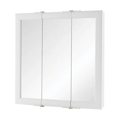 Home Decorators Collection  Fog Free Framed Surface-Mount Tri-View Bathroom Medicine Cabinet in White- NEW OUT OF BOX!!! (Minor damage from shipping, see photos)
