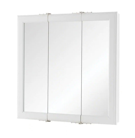 Home Decorators Collection  Fog Free Framed Surface-Mount Tri-View Bathroom Medicine Cabinet in White- NEW OUT OF BOX!!! (Minor damage from shipping, see photos)