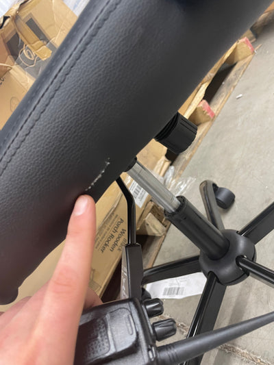 OFM High Back Video Game Chair, Gray, Faux Leather**New and assembled,minor tear from shipping**