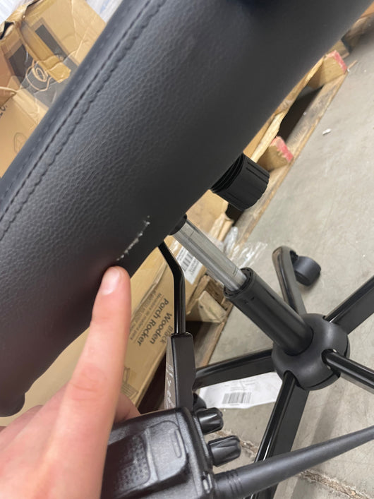 OFM High Back Video Game Chair, Gray, Faux Leather**New and assembled,minor tear from shipping**