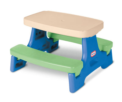 Little Tikes Easy Store Jr. Picnic Table with Umbrella, Blue & Green - Play Table with Umbrella, for Kids- NEW IN BOX!!!