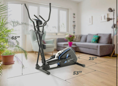 Exerpeutic Magnetic elliptical steering wheel training machine for home gym with natural elliptical movement, MyCloudFitness Bluetooth tracking and pulse rate grips, black and blue!  -Brand new in the box