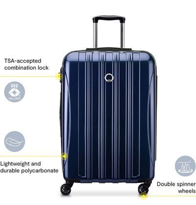 DELSEY Paris Helium Aero Hardside Expandable Luggage with Spinner Wheels, Blue Cobalt, Checked-Medium 25 Inch- NEW OUT OF BOX!!!!