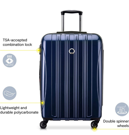 DELSEY Paris Helium Aero Hardside Expandable Luggage with Spinner Wheels, Blue Cobalt, Checked-Medium 25 Inch- NEW OUT OF BOX!!!!