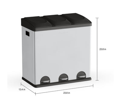 Step N' Sort 3-Compartment Stainless Steel Kitchen Trash and Recycling Bin, 12 gal- NEW OUT OF BOX!!!!