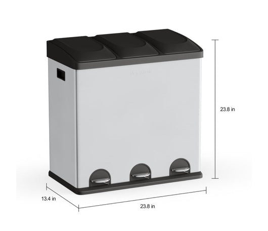 Step N' Sort 3-Compartment Stainless Steel Kitchen Trash and Recycling Bin, 12 gal- NEW OUT OF BOX!!!!