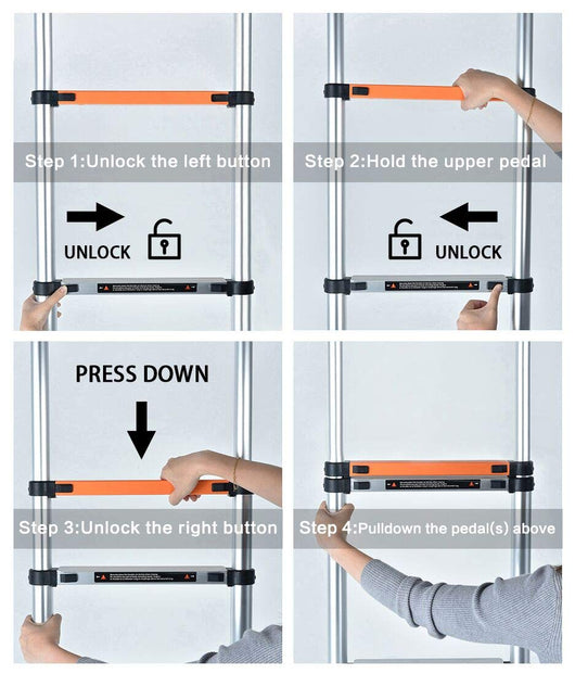 Telescoping Ladder Extension Multi-Purpose 18.5 FT Aluminum Foldable Industrial Compact Loft Ladder Household Daily or Emergency Use Portable Extendable Step Ladders 330 lb Large Loading Capacity**New in box**