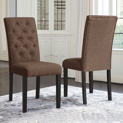 Subrtex Upholstered Parsons Chair Linen Fabric Dining Chair (Set of 2, Brown)**New in box**