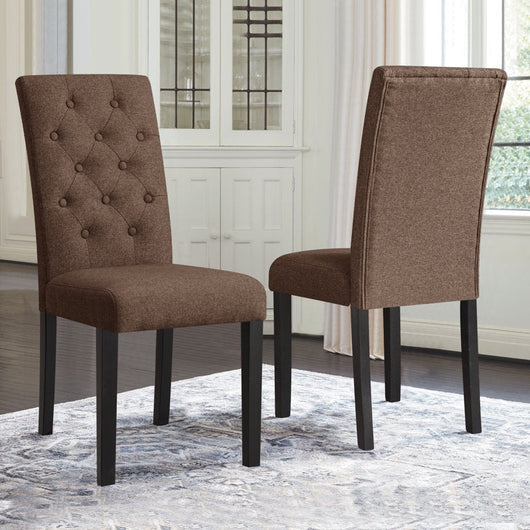 Subrtex Upholstered Parsons Chair Linen Fabric Dining Chair (Set of 2, Brown)**New in box**