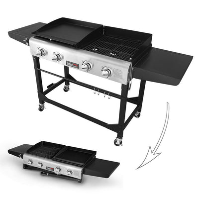 Royal Gourmet 4-Burner GD401 Portable Flat Top Gas Grill and Griddle Combo with Folding Legs- new in box