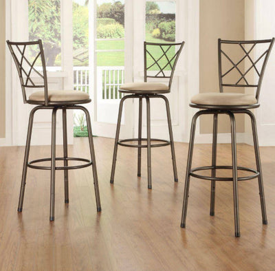 Adjustable Height Brown Swivel Cushioned Bar Stool (Set of 3)- NEW IN BOX!!!!
