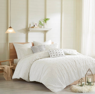Home Essence Apartment Kay Cotton Jacquard Comforter Set, Ivory, King/Cal King- NEW IN BAG!!!!