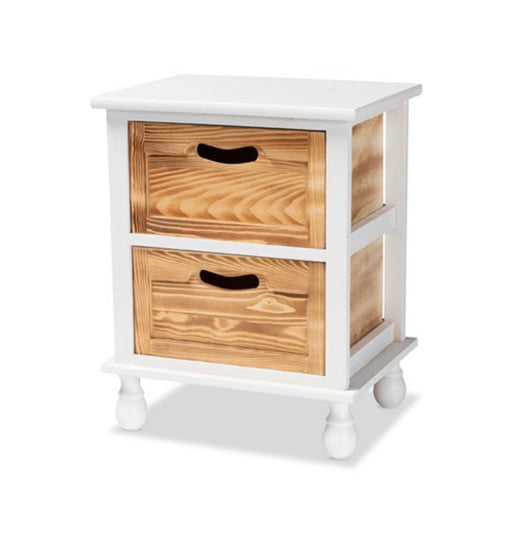 Baxton Studio Suvan Modern and Contemporary Two-Tone White and Oak Brown Finished Wood 2-Drawer Nightstand- NEW AND ASSEMBLED!!!!