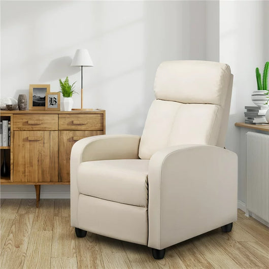 Yaheetech Upholstered PU Leather Recliner Chair with Pocket Spring, Beige- NEW!!!