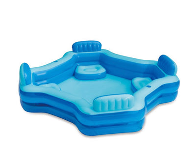 Play Day Square Inflatable Deluxe Comfort Family Pool, Blue- NEW IN BOX!!!!