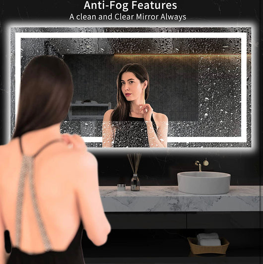 LOAAO 60 x 36 inch LED bathroom mirror with lights, anti-fog, adjustable, backlit + front lighting, wall-lit bathroom vanity mirror, memory function, tempered glass, ETL certification!  -Brand new in the box