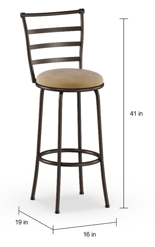 Mainstays Adjustable-Height Swivel Barstool, Hammered Bronze Finish, Set of 3, Tan Microfiber!! NEW IN BOX!!