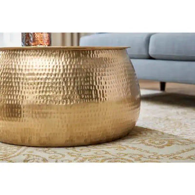 Home Decorators Collection Calluna 31 in. Gold Medium Round Metal Coffee Table with Lift Top**New in box**