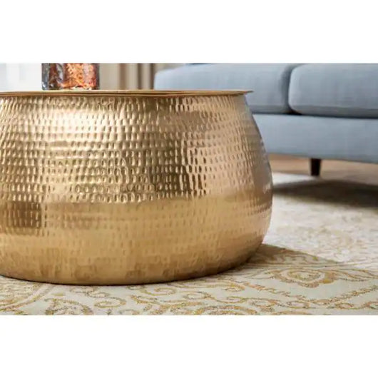 Home Decorators Collection Calluna 31 in. Gold Medium Round Metal Coffee Table with Lift Top**New in box**
