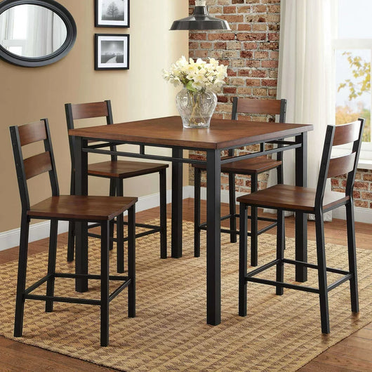 Better Homes & Gardens Austen 5-Piece Counter Height Dining Set, Vintage Oak**New and assembled,missing one chair**