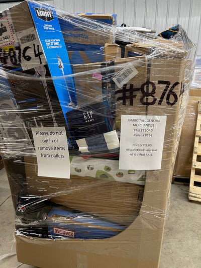 Jumbo huge liquidation pallet- over 7 ft tall ! Pallet number 8764