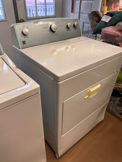Kenmore Front Load Electric Dryer with Wrinkle Guard and 7.0 Cubic Ft. Total Capacity, White!  -Brand new never used but is dented from shipping, photos shown. (Front left edge is tape over to keep closed)