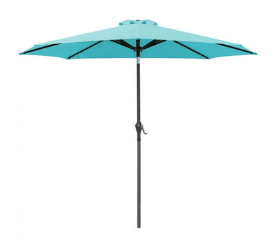 Lacoo 9' Blue Patio Umbrella Outdoor Market Table Umbrella with Push Button Tilt, 8 Sturdy Ribs- NEW IN BOX(minor dirt stain from shipping)