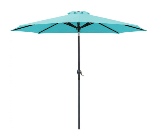 Lacoo 9' Blue Patio Umbrella Outdoor Market Table Umbrella with Push Button Tilt, 8 Sturdy Ribs- NEW IN BOX(minor dirt stain from shipping)