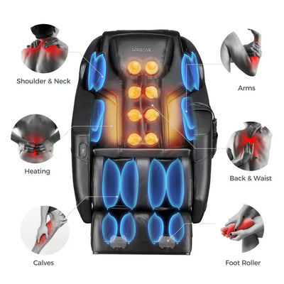 BOSSCARE Assembled Massage Chair Recliner with Zero Gravity Full Body Massage Brown!  -Brand new and assembled (Has one small tear on the top of the back edge, photos shown)