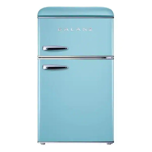 Galanz 3.1 cu. ft. Retro Mini Fridge with Dual Door True Freezer in Blue**New dented from shipping**