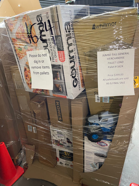 Jumbo huge liquidation pallet- over 7 ft tall ! Pallet number 1624