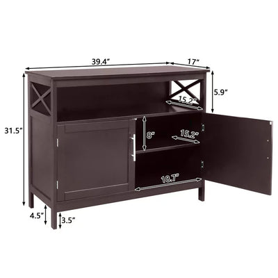 Ktaxon Kitchen Storage Sideboard Dining Buffet Server Cabinet Cupboard, Free Standing Storage Chest Cabinets and Shelf,Brown!  -Brand new in the box