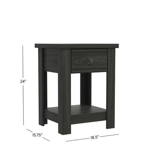 Coover Wood Rectangular End Table with 1 Drawer, Black**New in box**