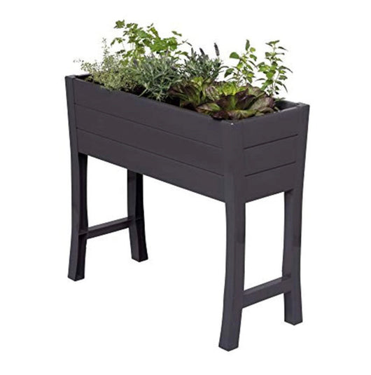 Nuvue Products Polymer with Woodgrain Texture Elevated Garden Box, Dark Greg- NEW IN BOX!!!