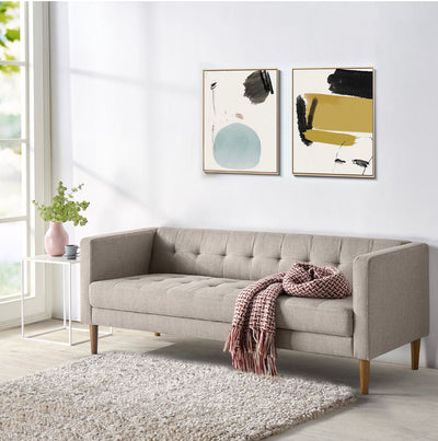 Zinus Woven Paths 73” Sofa, Oatmeal!! NEW AND ASSEMBLED!!