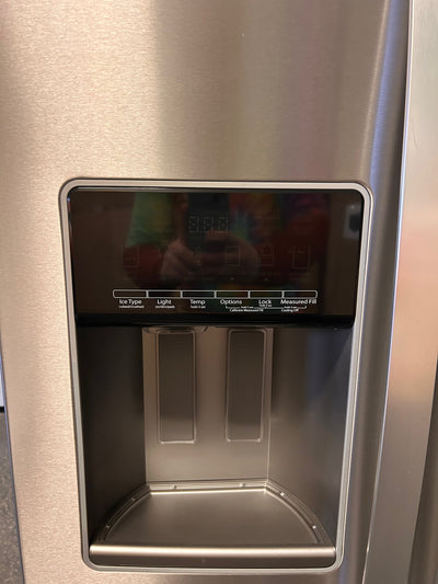 Whirlpool 28.4-cu ft Side-by-Side Refrigerator with Ice Maker (Fingerprint Resistant Stainless Steel)!  -Brand new but was very lightly dented on the right edge of one door, photos shown