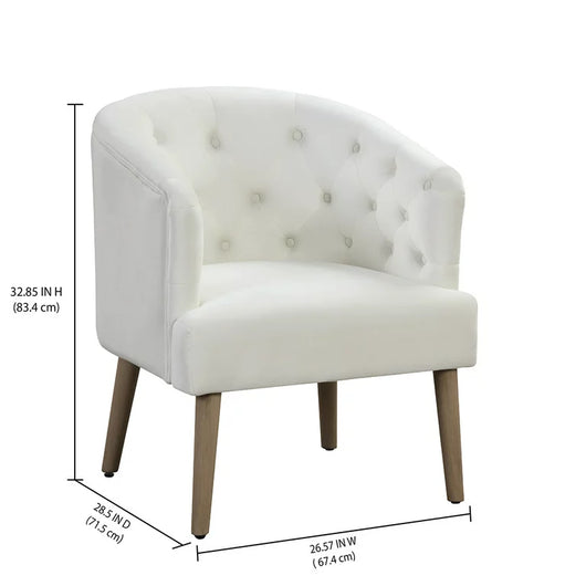 Better Homes & Gardens Barrel Accent Chair, Vanilla Dream Beige, Velvet Upholstery**New and assembled**