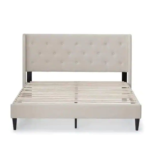Brookside Isabelle Upholstered Cream Queen Wingback Diamond Tufted Platform Bed**New in Box**