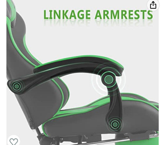 Ferghana E-Sports Chair,Gaming Chair,Racing Office Computer Game Chair,Ergonomic Gaming Chair,Racing Style with Adjustable Recliner and Retractable Footrest and Headrest/Lumbar Pillow(Green)-brand new and assembled