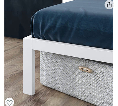 ZINUS Mia Metal Platform Bed Frame / Wood Slat Support / No Box Spring Needed / Easy Assembly, White, Queen- new in box