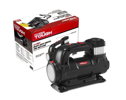 HYPER TOUGH DC 12V Heavy-Duty Direct Drive DigitalTire Inflator / Portable Inflator / Air Compressor / Air Pump with 100psi with detachable LED Work Lights, Extension Air Hose- NEW IN CARRY BAG!!!