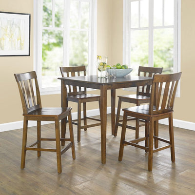Mainstays 5 Piece Mission Counter Height Dining Set, Cherry Color, Set of 5**New in Box**