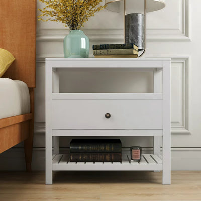 Euroco Modern Wooden Nightstand with Drawers Storage for Living Room/Bedroom, White**New in box**