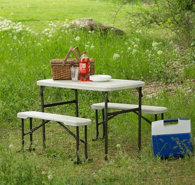 Lifetime 80373 Portable Folding Camping RV Picnic Table and Bench Set, Almond- NEW IN BOX!!!