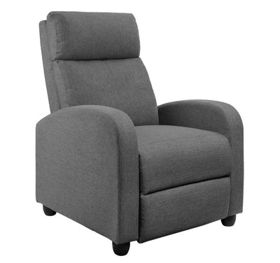 Lacoo Fabric Single Sofa Recliner with Padded Seat , Gray- NEW AND ASSEMBLED!!!!
