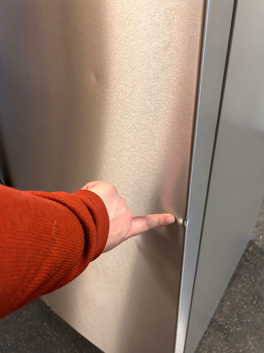 Whirlpool 28.4-cu ft Side-by-Side Refrigerator with Ice Maker (Fingerprint Resistant Stainless Steel)!  -Brand new but was very lightly dented on the right edge of one door, photos shown